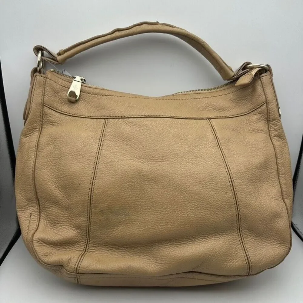 Cole Haan Hobo Shoulder Bag Women's Sandstone Tan Zip‎ Pockets Top Zip Logo